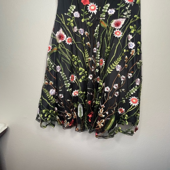 City Studio Macys Black Lace Floral 50s style sleeveless Ruffles Dress Large - Picture 5 of 9